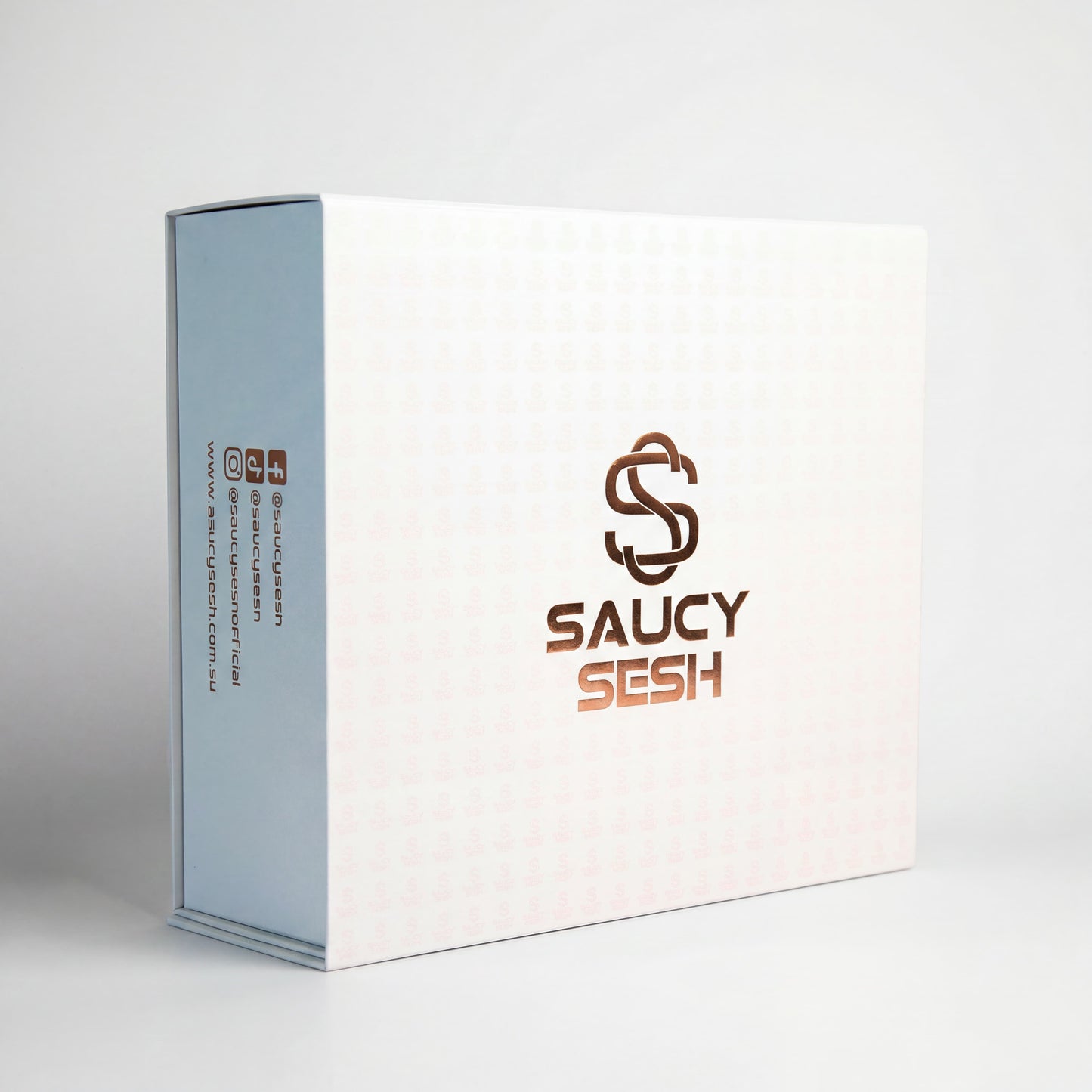 Party gift box Hamper - Saucy Sesh Luxury Magnetic Rose Gold Gift Box (34x30x12)