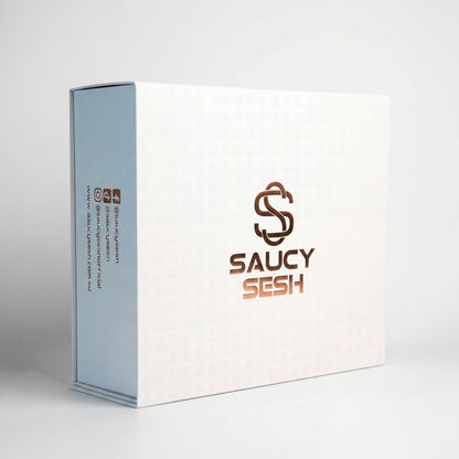 Party gift box Hamper - Saucy Sesh Luxury Magnetic Rose Gold Gift Box (34x30x12)