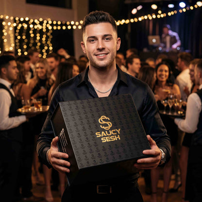 Party Gift Box - Premium Black & Gold Party Hamper (34x30x12cm)
