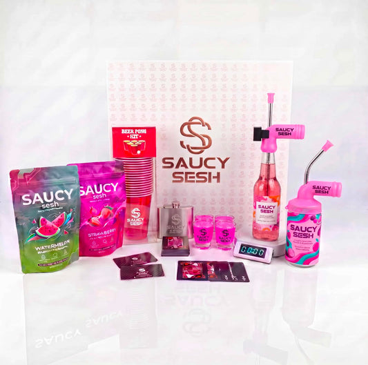 Saucy Sesh Ultimate Celebration Gift Box | White & Rose Gold