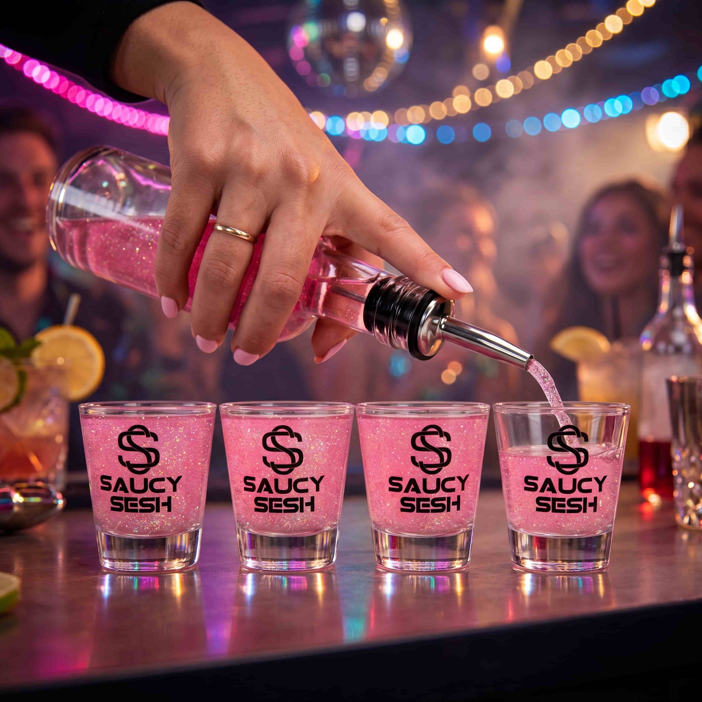 Saucy Sesh Shot Glass Set (4 Pack) – Party & Drinking Game Essential