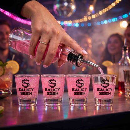 Saucy Sesh Shot Glass Set (4 Pack) – Party & Drinking Game Essential