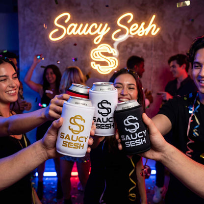 Saucy Sesh Stubby Holder – Insulated Can Cooler for Parties & Festivals