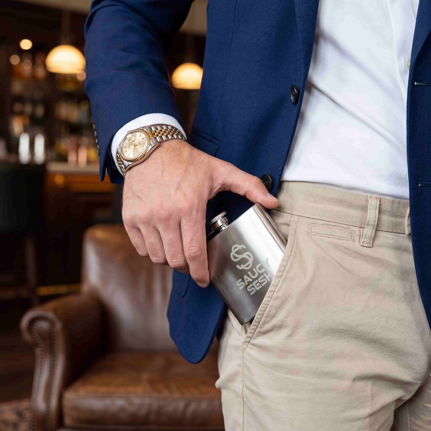Saucy Sesh Stainless Steel Pocket Flask – Compact 112ml (4oz) Travel Flask